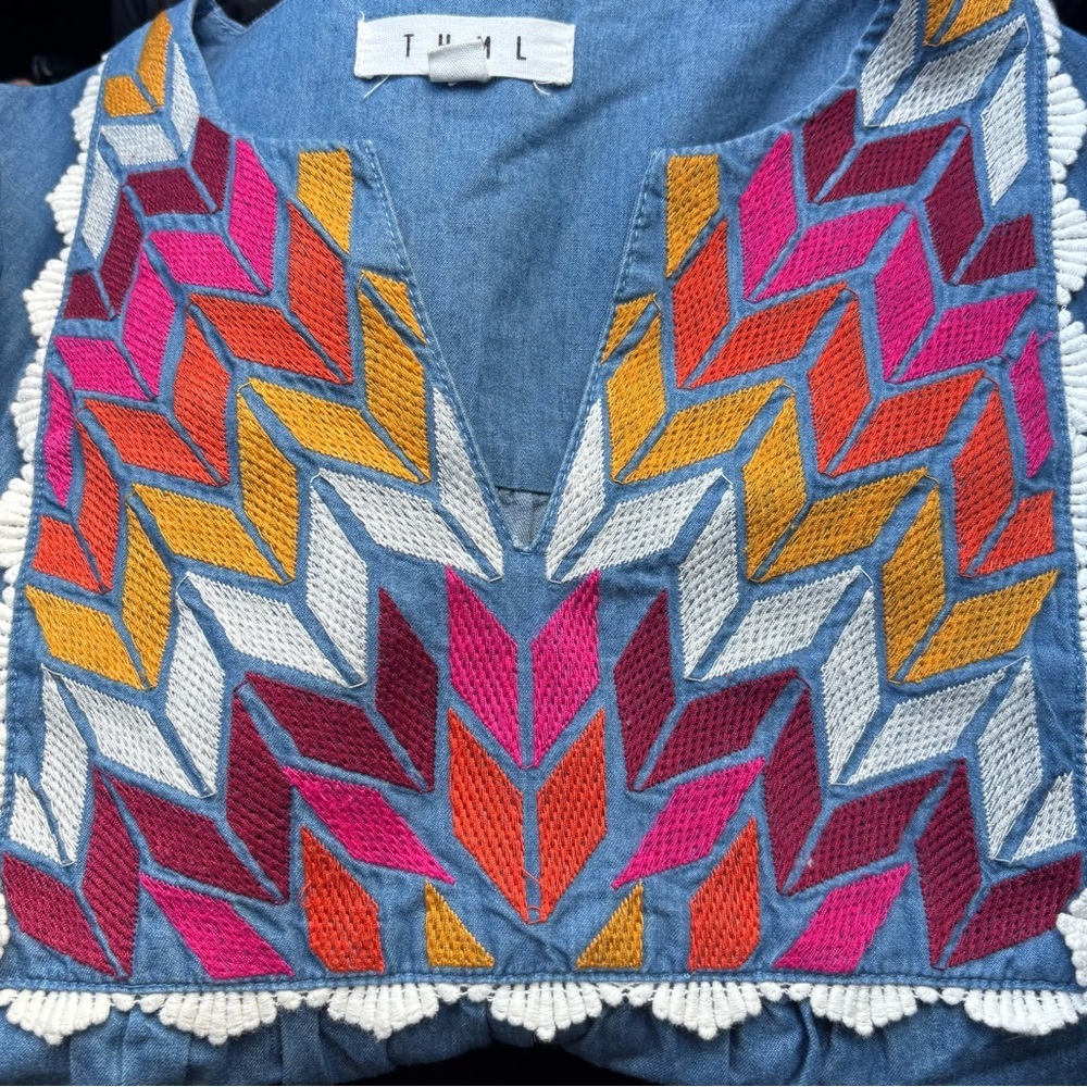 THML Blue Top with Colorful Embroidery - Picture 3 of 9